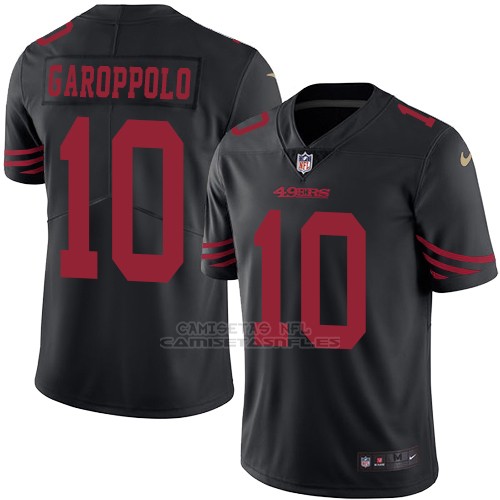 Camiseta NFL Limited Hombre San Francisco 49ers 10 Jimmy Garoppolo Negro Stitched